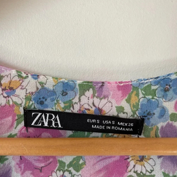 Zara Watercolor Floral Draped  Deep V Neck Plunge Bodysuit Sz Small - Picture 7 of 10